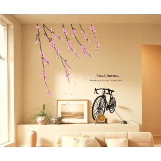 Peach blossom and Bicycle Wall Sticker